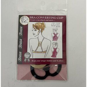 Braza Bra Converter Clip and Strap Holder Set Of 3 Clear Nude Black New